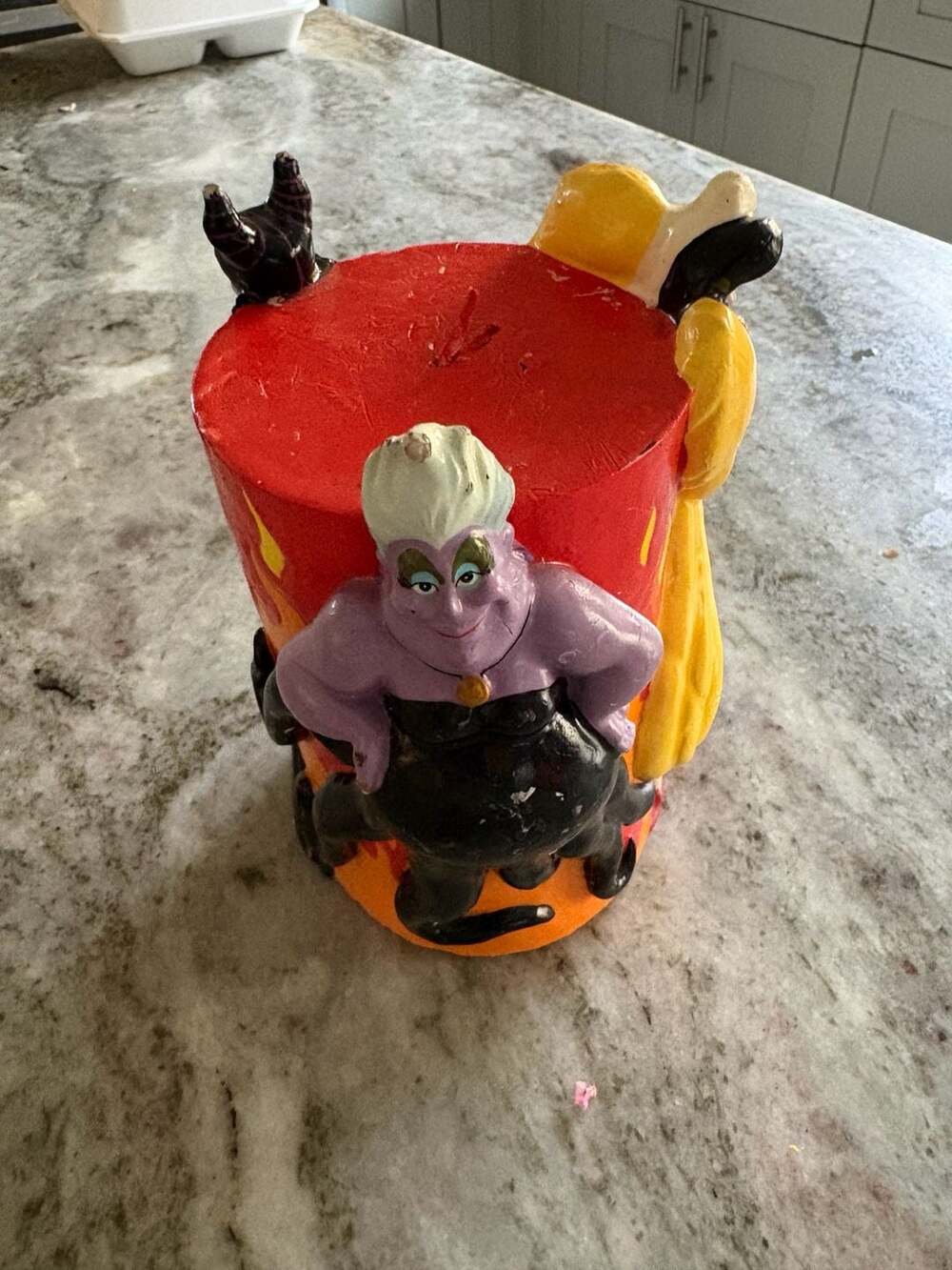 VINTAGE DISNEY VILLAINS 7" CANDLE MALEFICENT ULSURA CRUELLA DE VIL NEVER USED